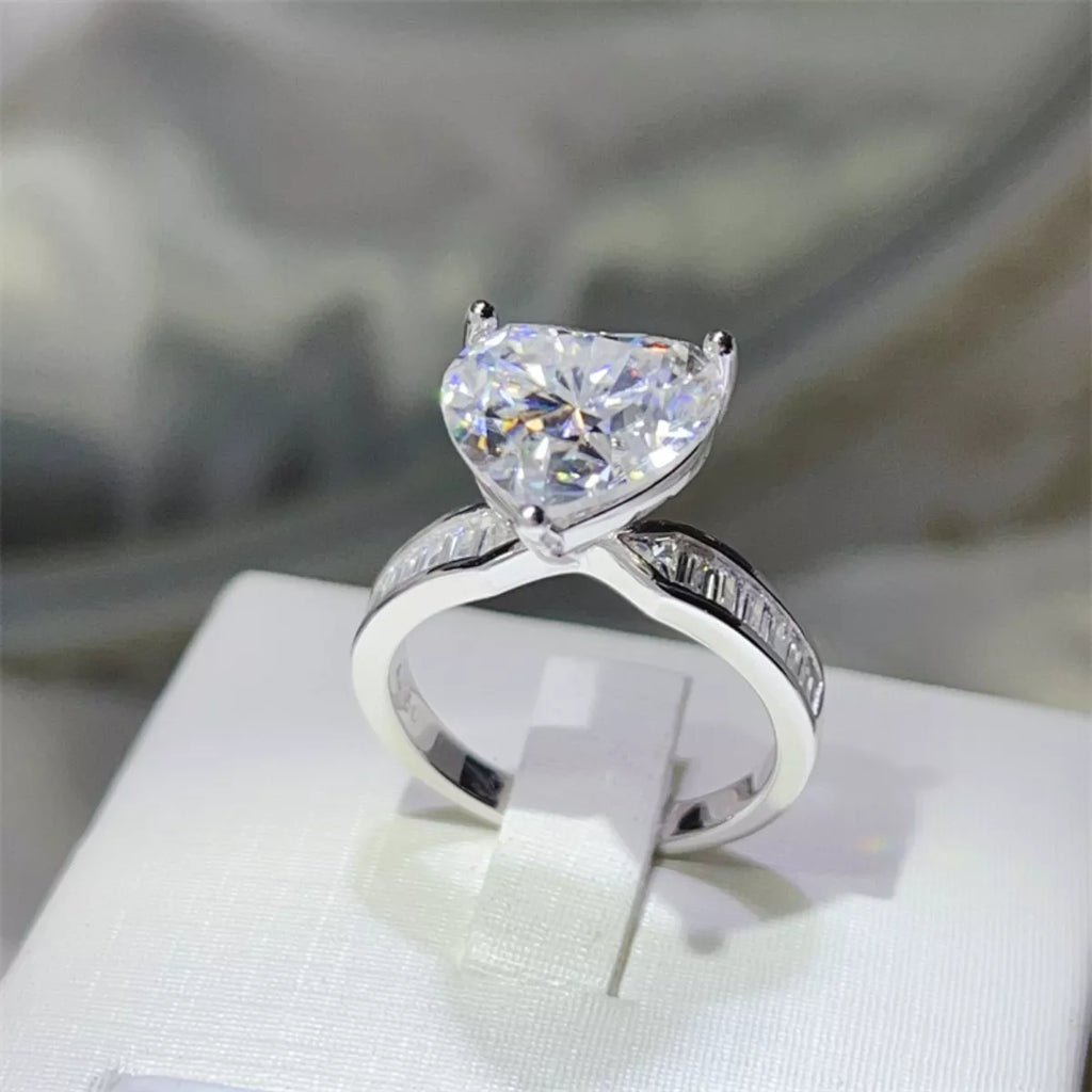 5 Carat Moissanite 925 Sterling Silver Heart Ring