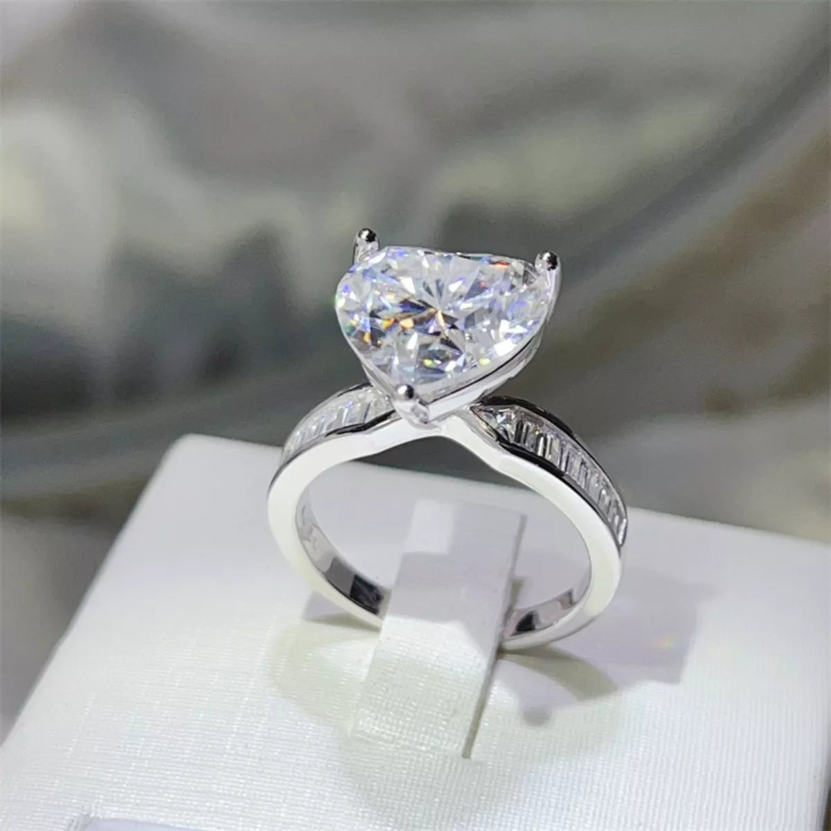 5 Carat Moissanite 925 Sterling Silver Heart Ring