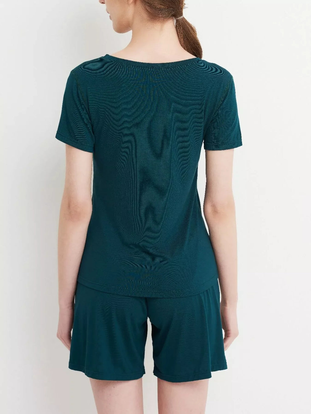 Plus Size Padded Round Neck Modal T-Shirt and Shorts Set