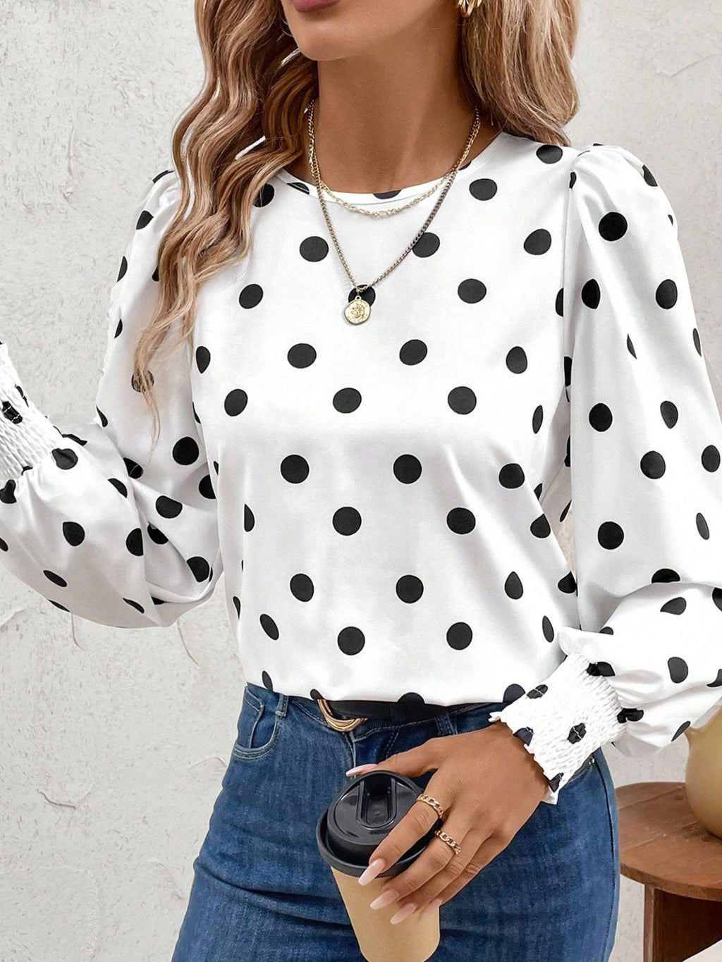 Polka Dot Long Sleeve Blouse