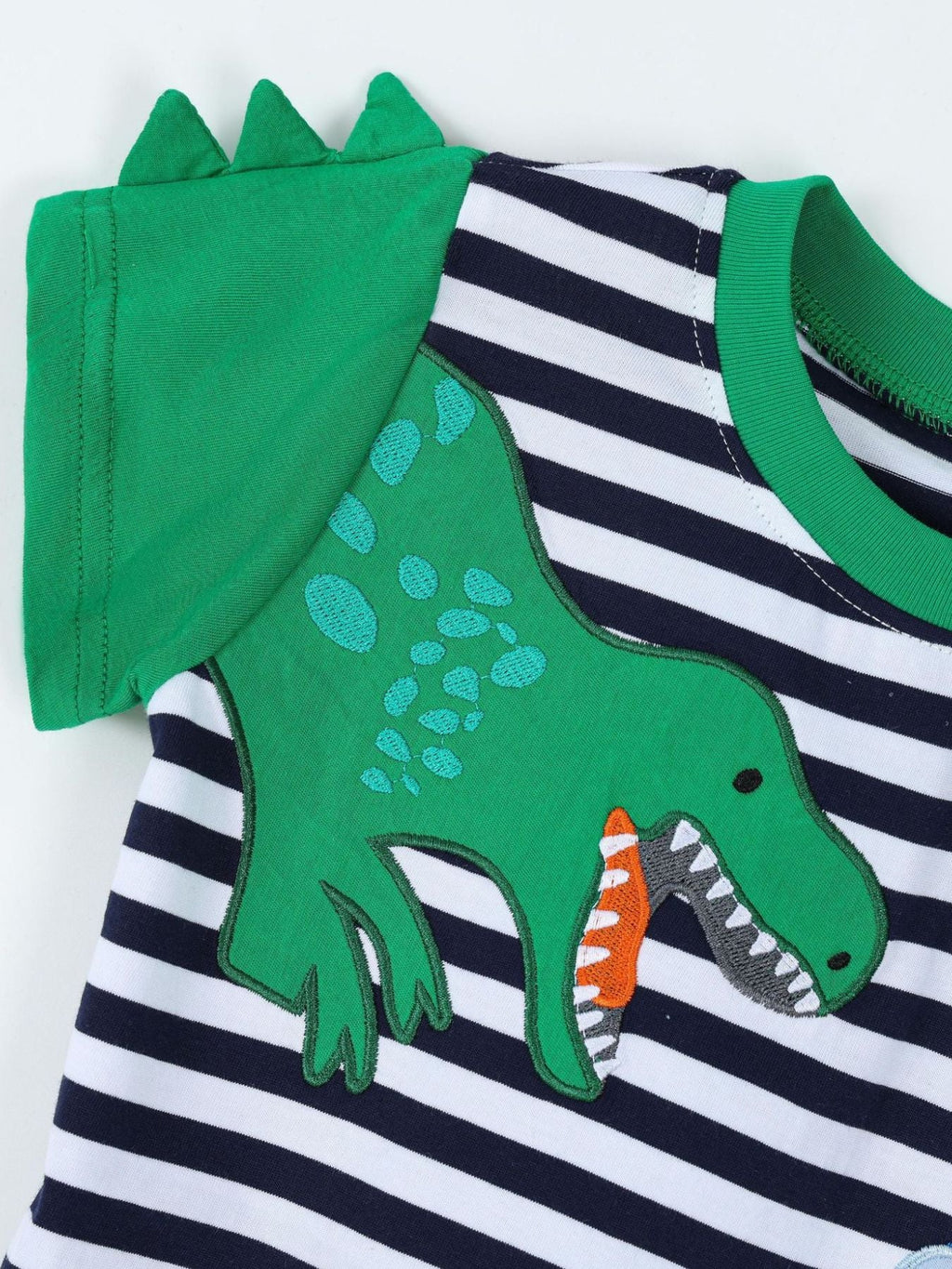 Children's Dinosaur Striped Short Sleeve T-Shirt