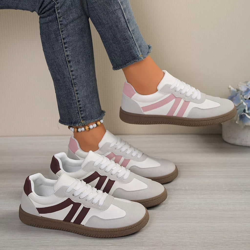 Striped Lace-Up Casual Sneakers