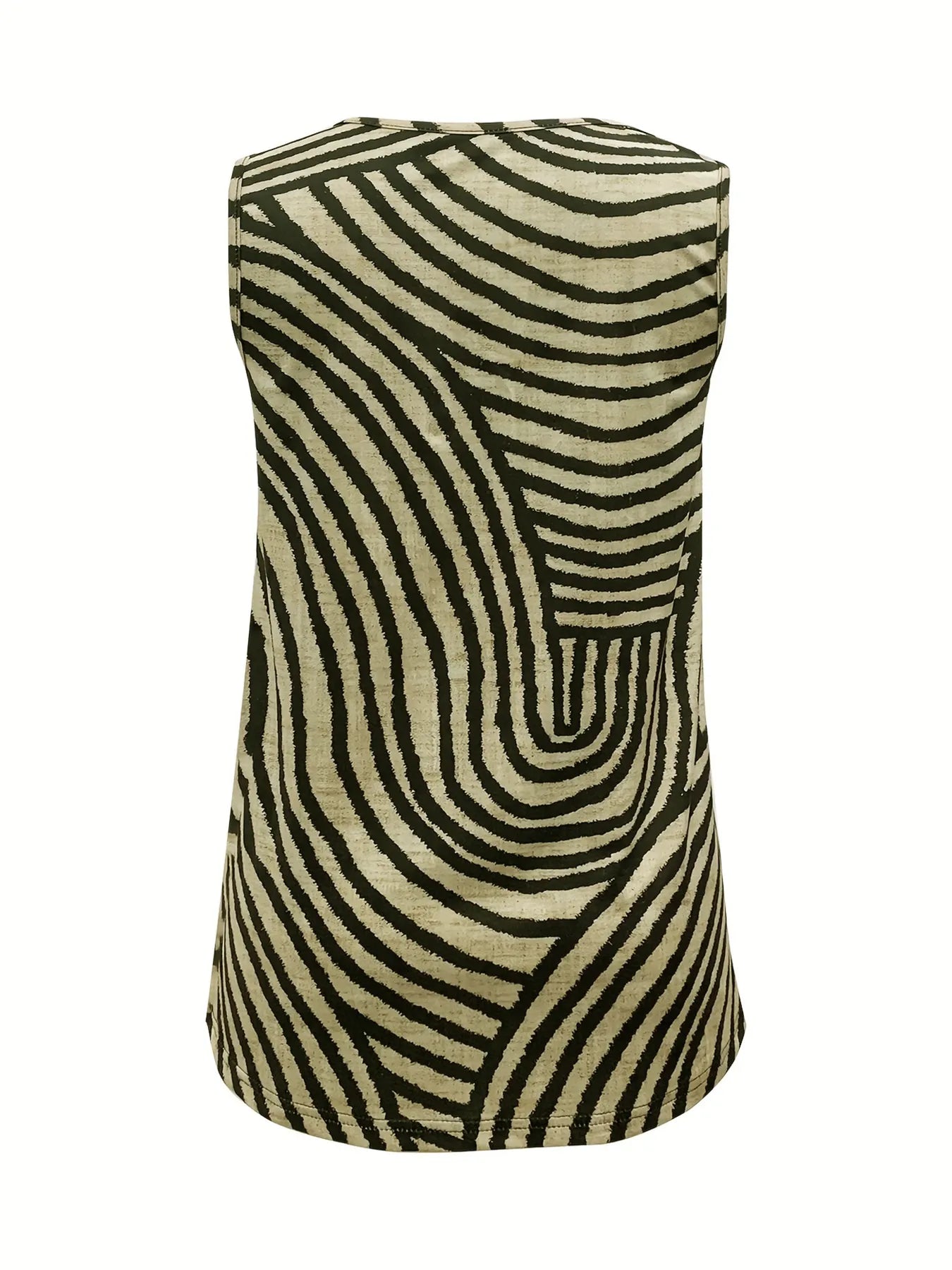 Sleeveless Zebra Print Button-Up Tank Top