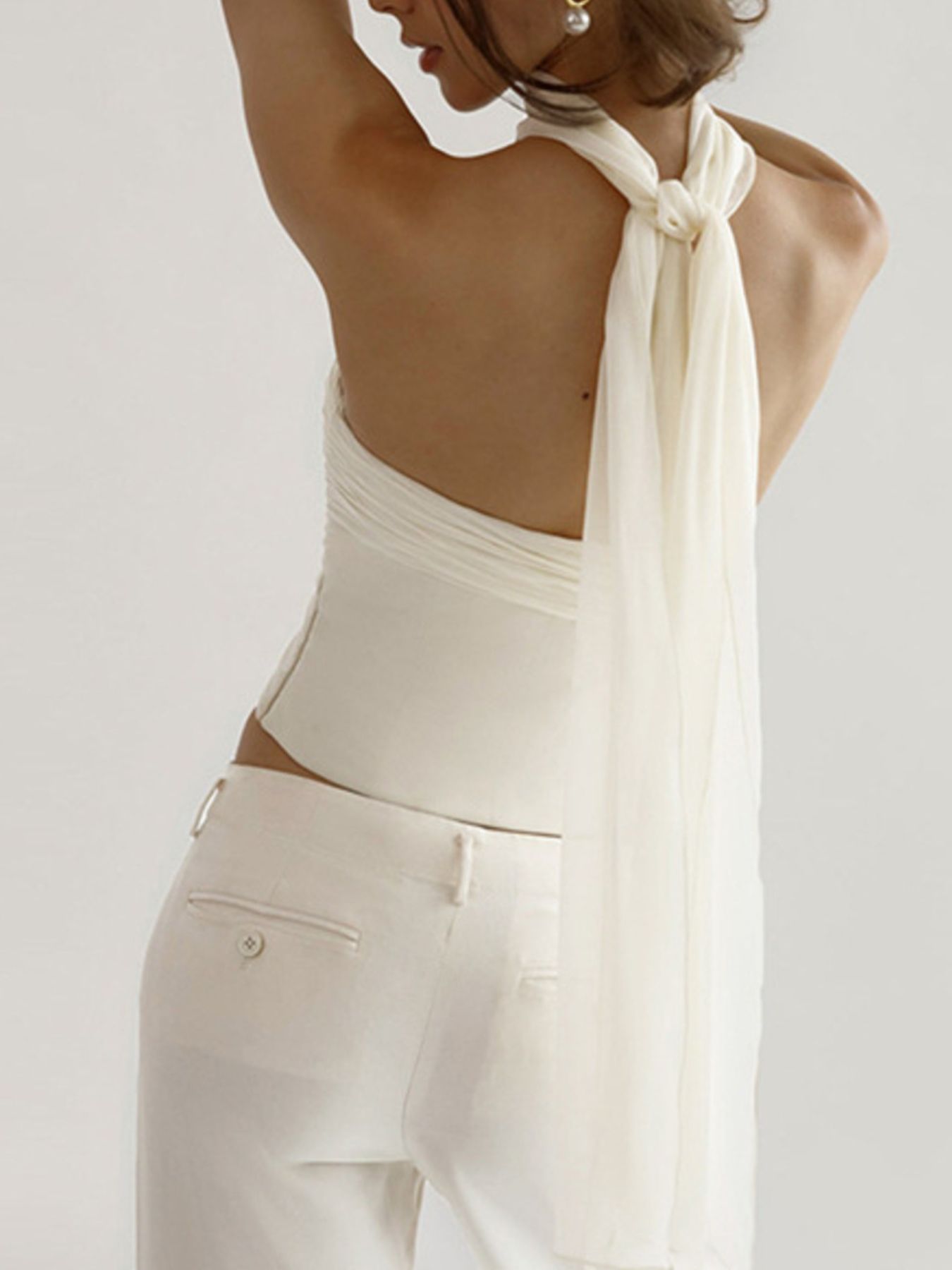Ruched Tube Top with Scarf
