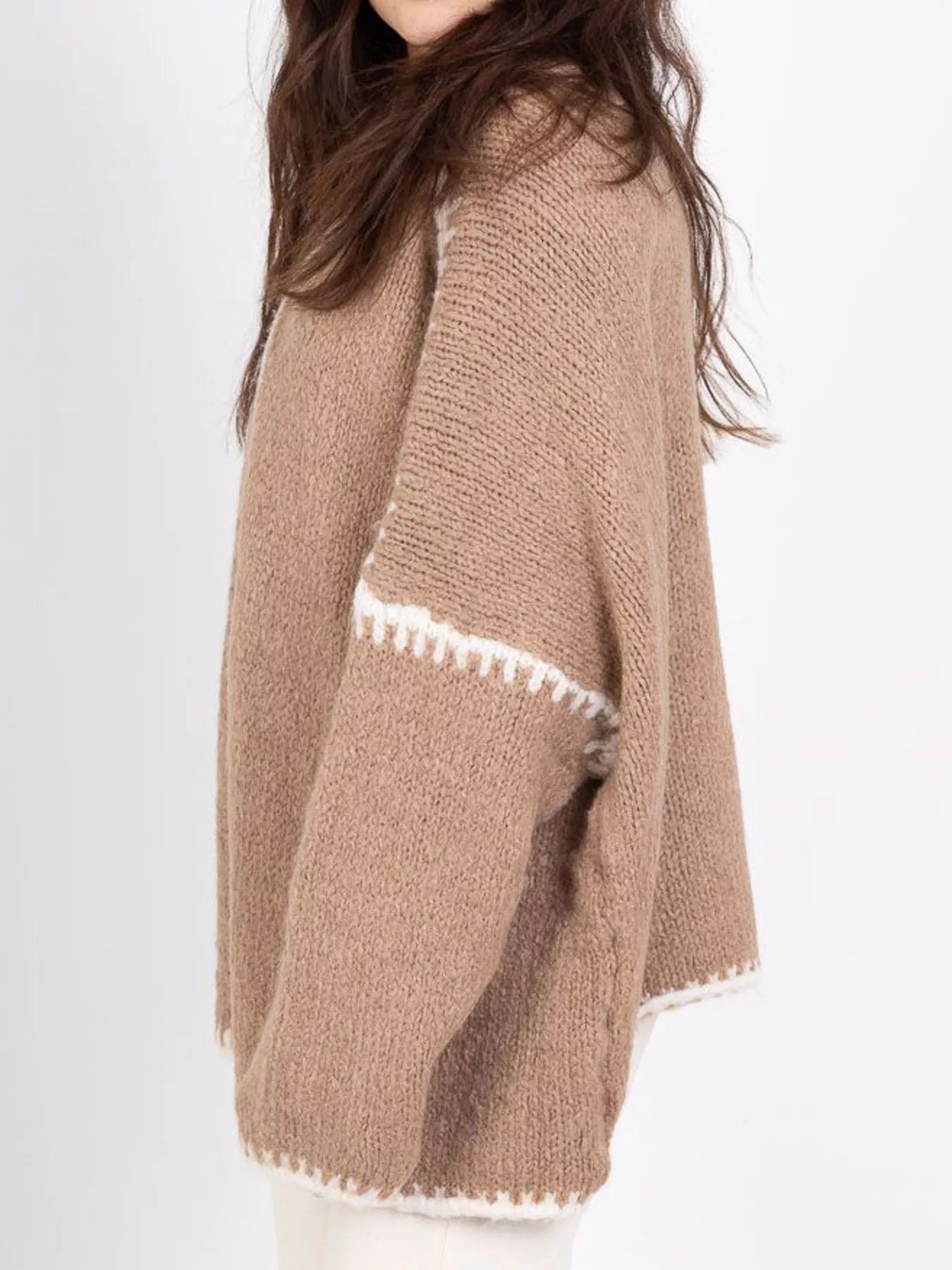 Contrast Trim Open Front Cardigan