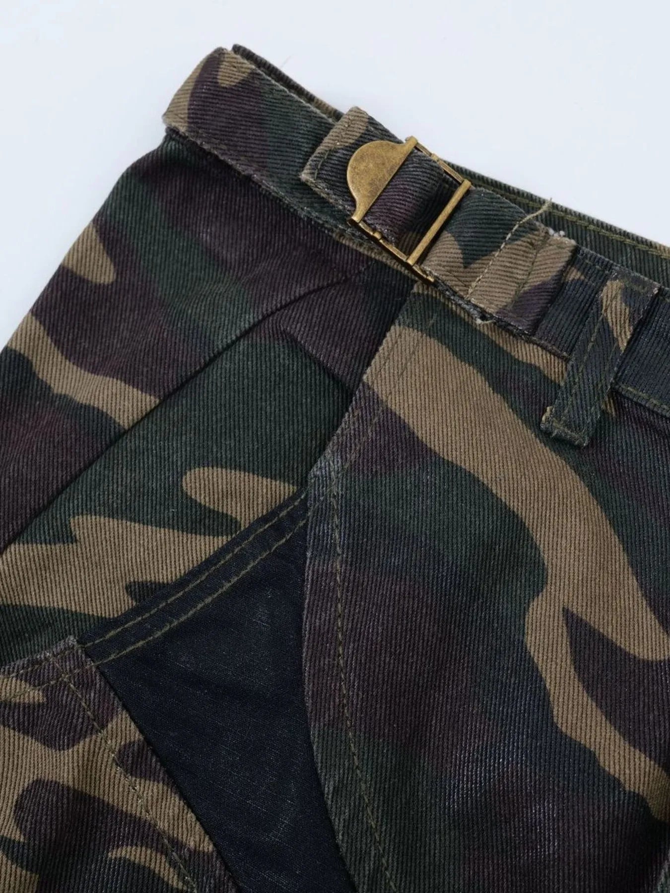 Men's Camouflage Bootcut Jeans with Seam Detail