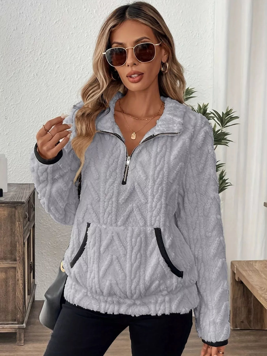 Cozy Sherpa Half Zip Sweatshirt