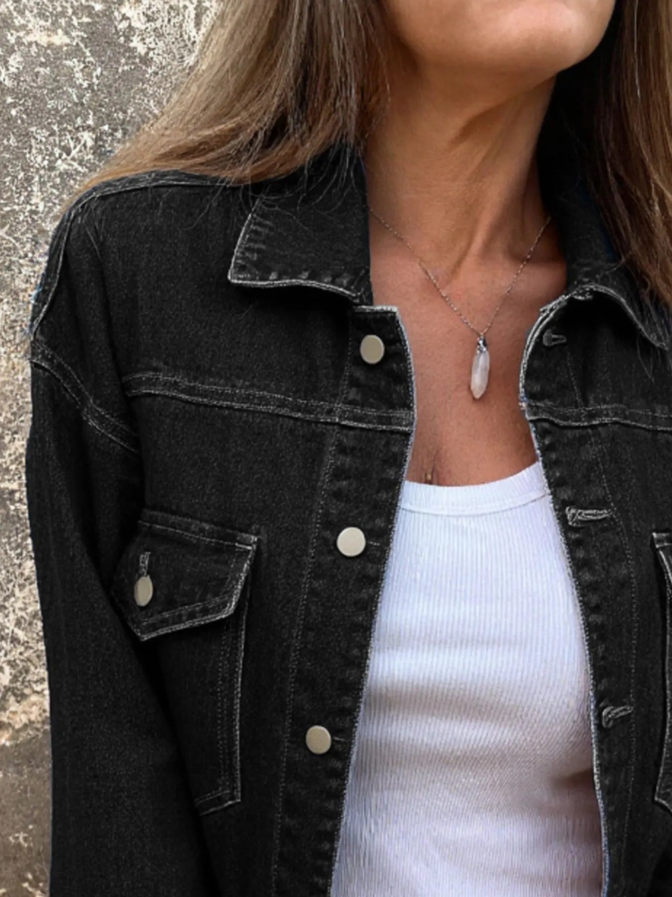 Button Up Long Sleeve Denim Jacket