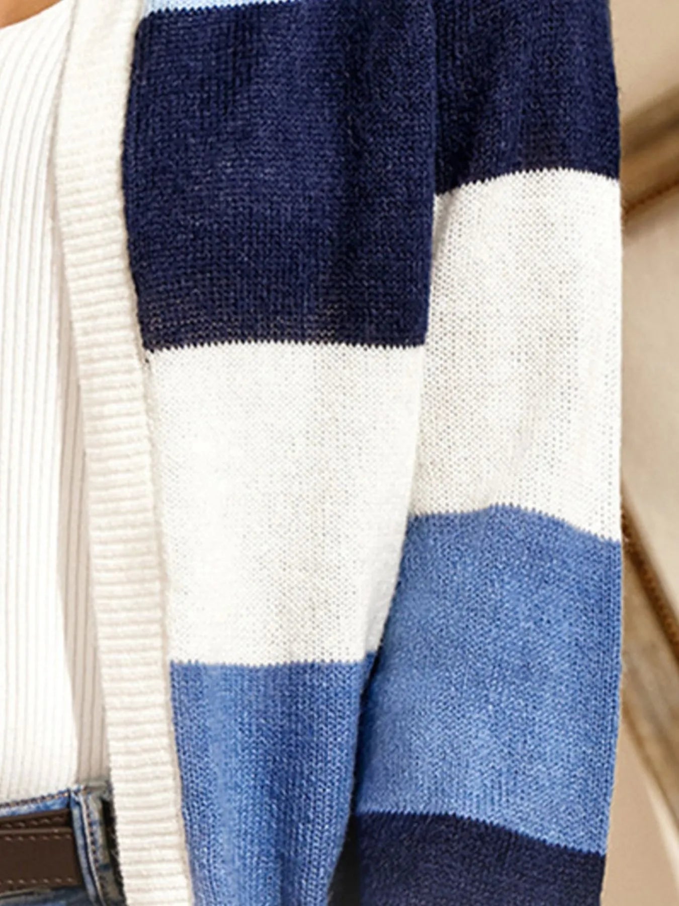 Color Block Button-Up Knit Cardigan