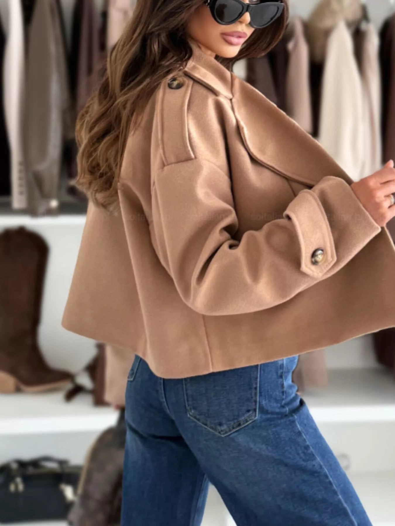Double-Breasted Cropped Outerwear