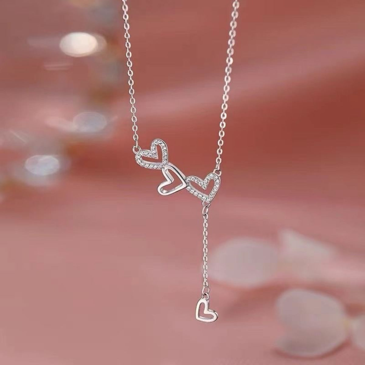925 Sterling Silver Heart Y-Necklace