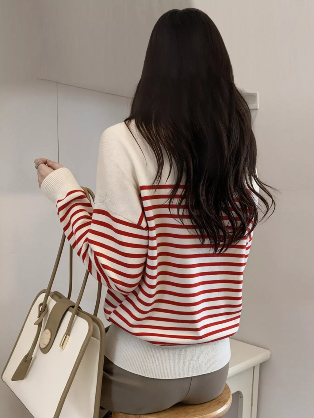 Striped Long Sleeve Knit Top