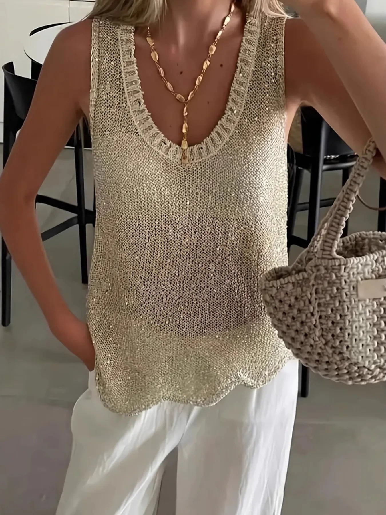Scoop Neck Sweater Vest
