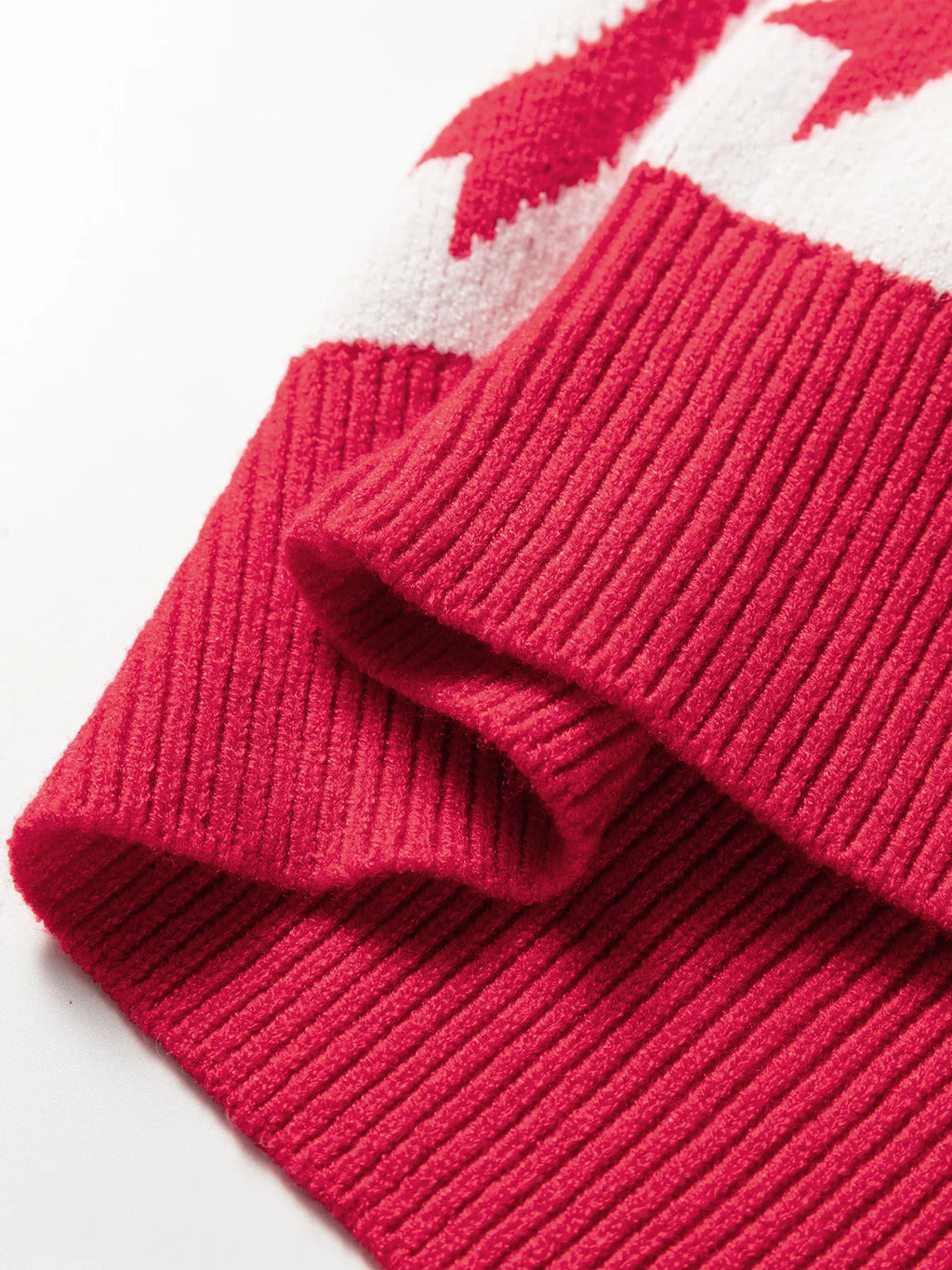 Bow Print 2-Tone Rhombus Knit Loose Sweater