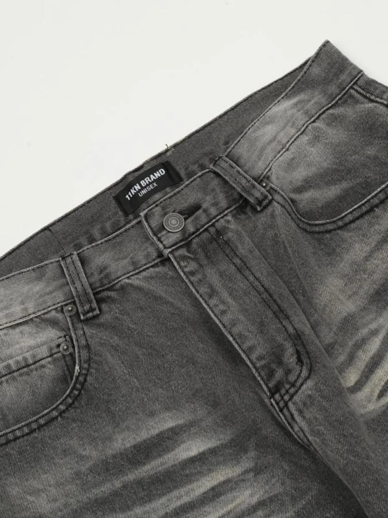 Men's Vintage Washed Distressed Wide-Leg Jeans