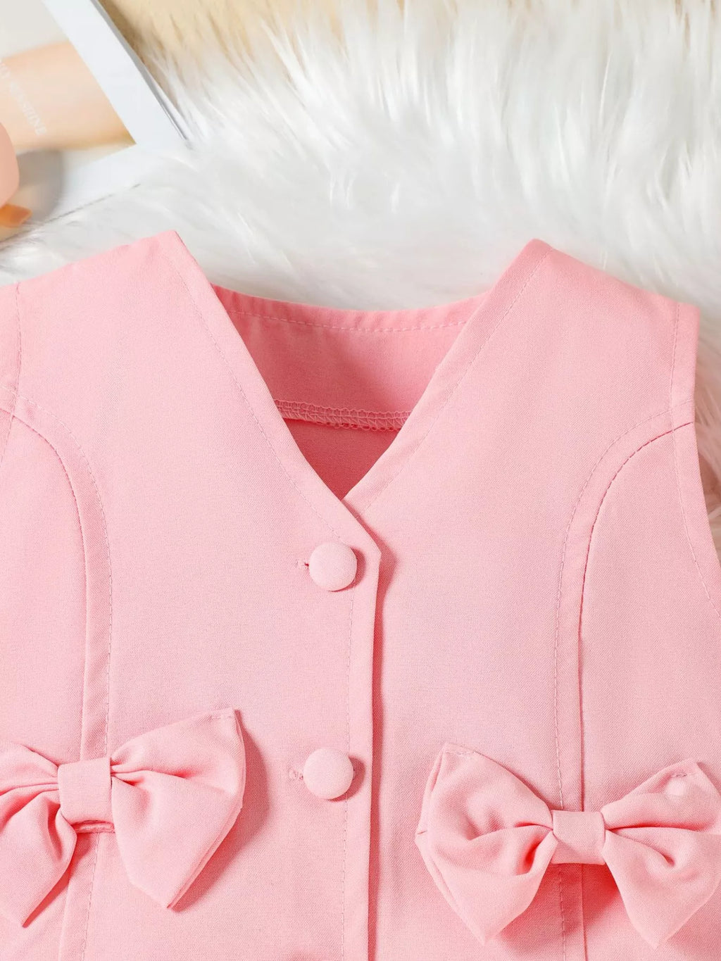 Children's Bowknot Vest & Pleated Skirt Set