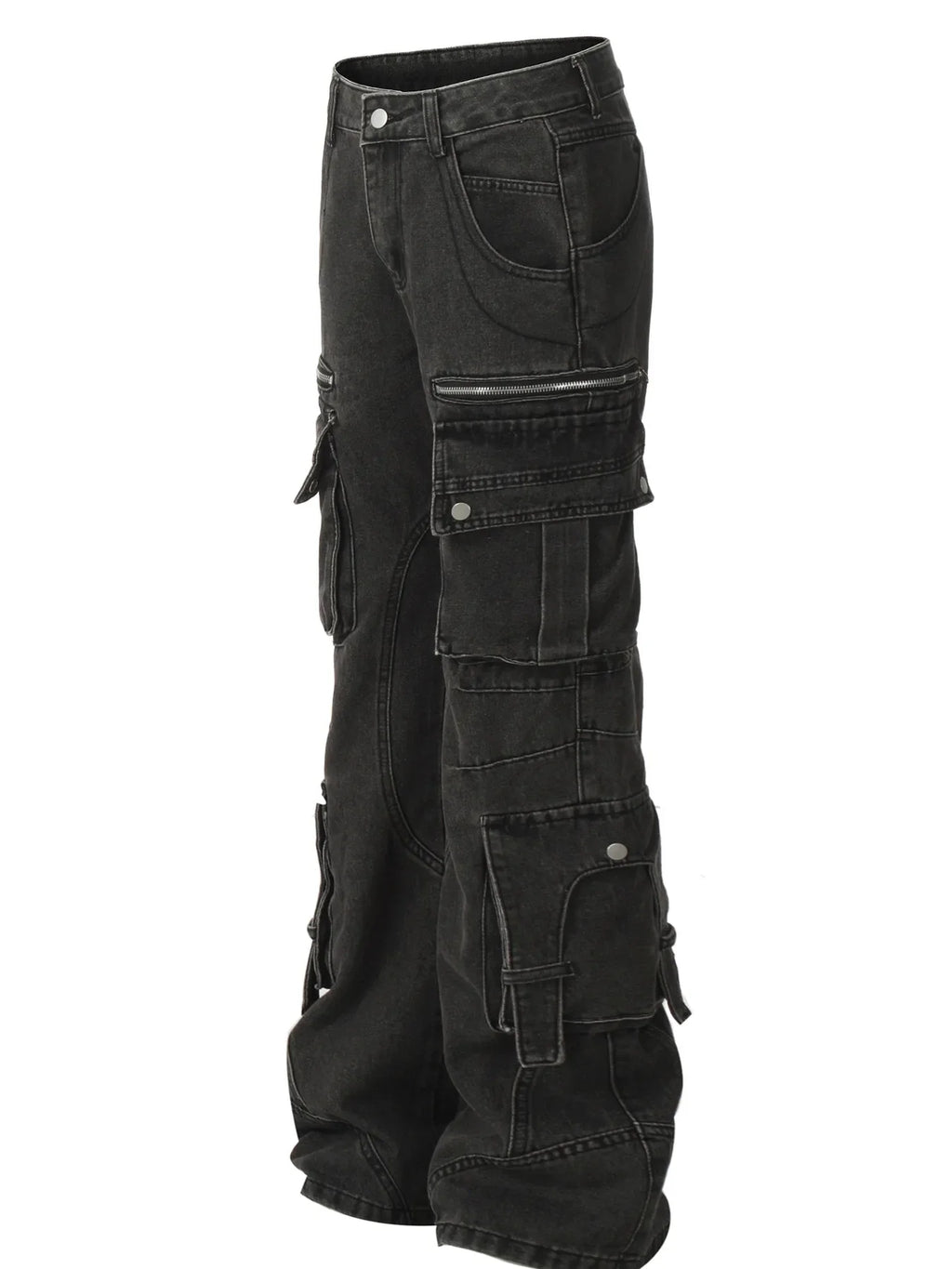 Men's Multi-Pocket Cargo Wide Leg Jeans
