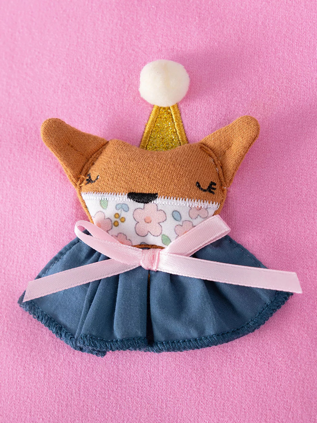 Children's Fox Applique Tulle Layered Dress