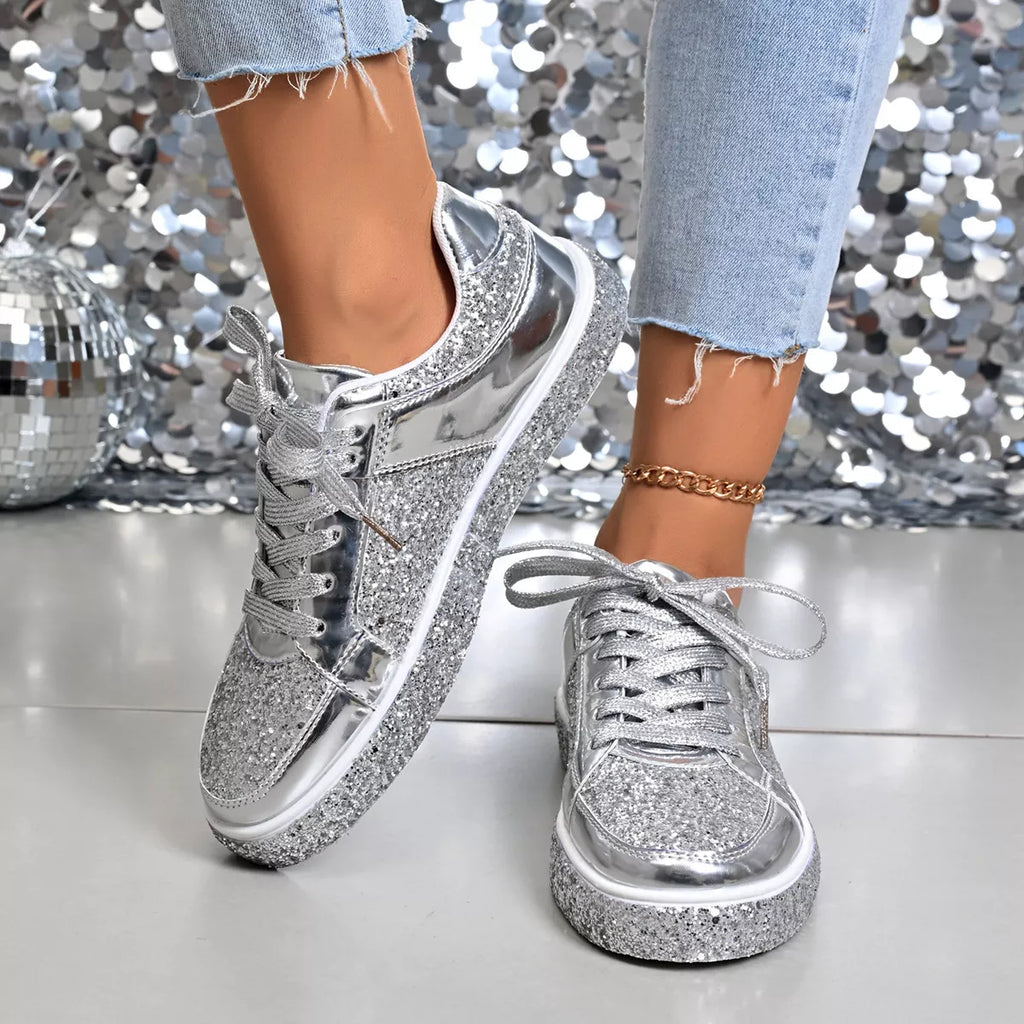 Sequin Lace Up Sneakers