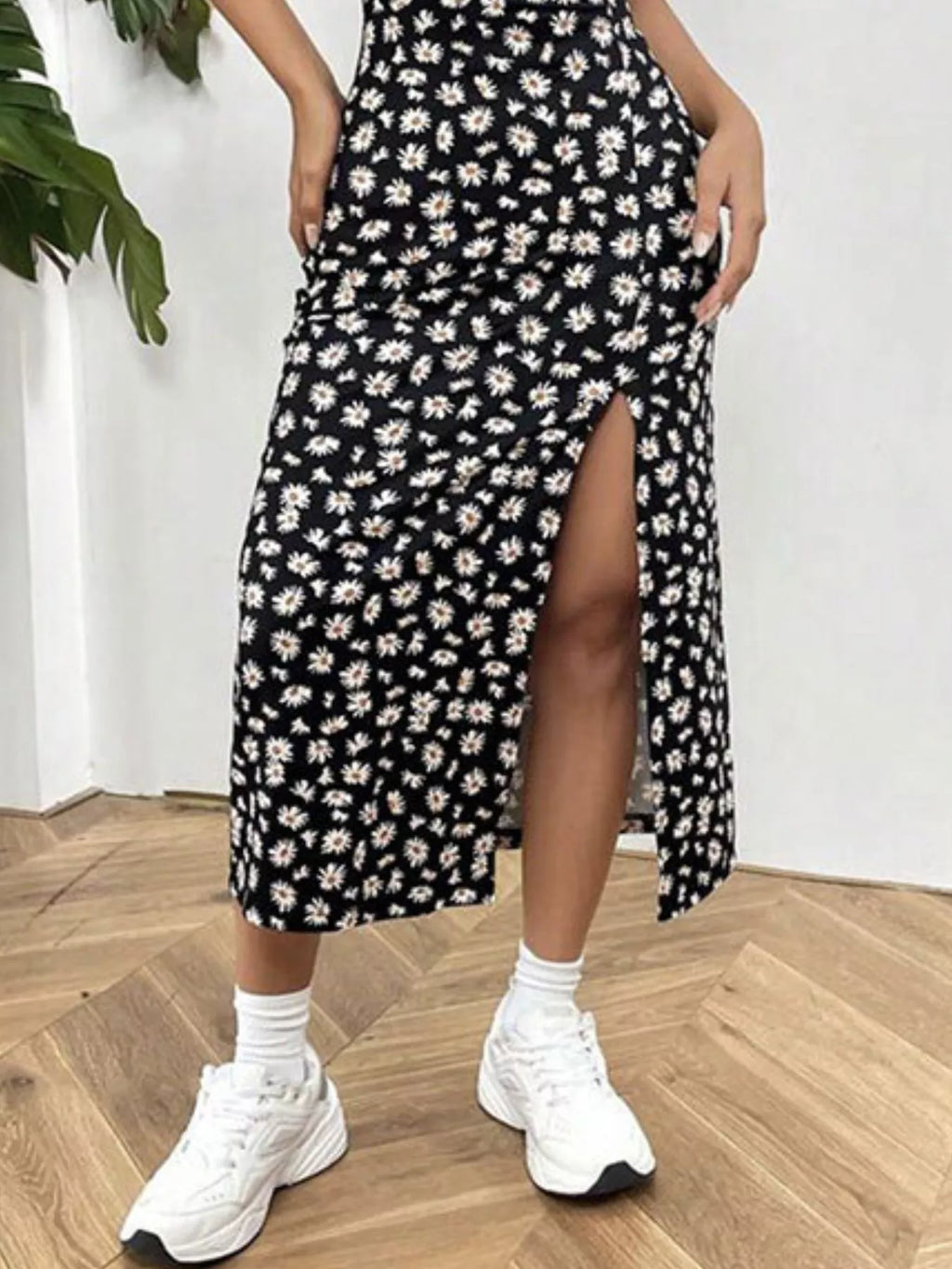 Slit Spaghetti Strap Midi Dress