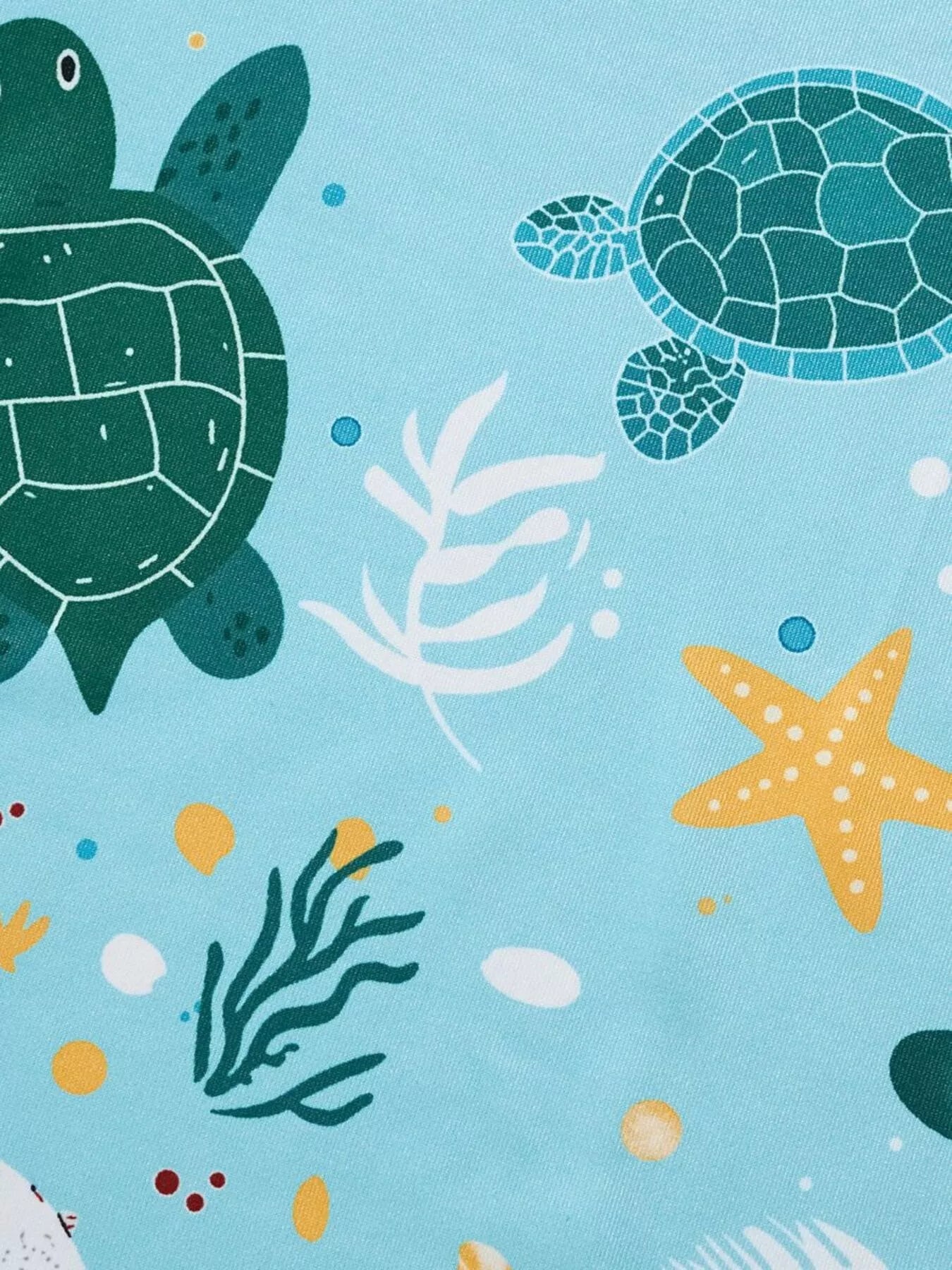 Children's Turtle Print Round Neck Tee and Shorts Set