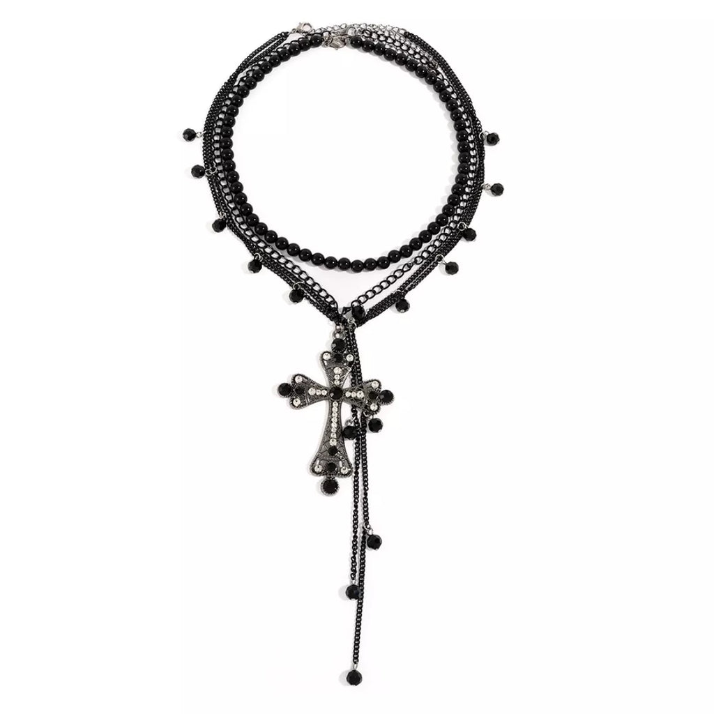 Pearl Cross Pendant Necklace 3 Piece Set
