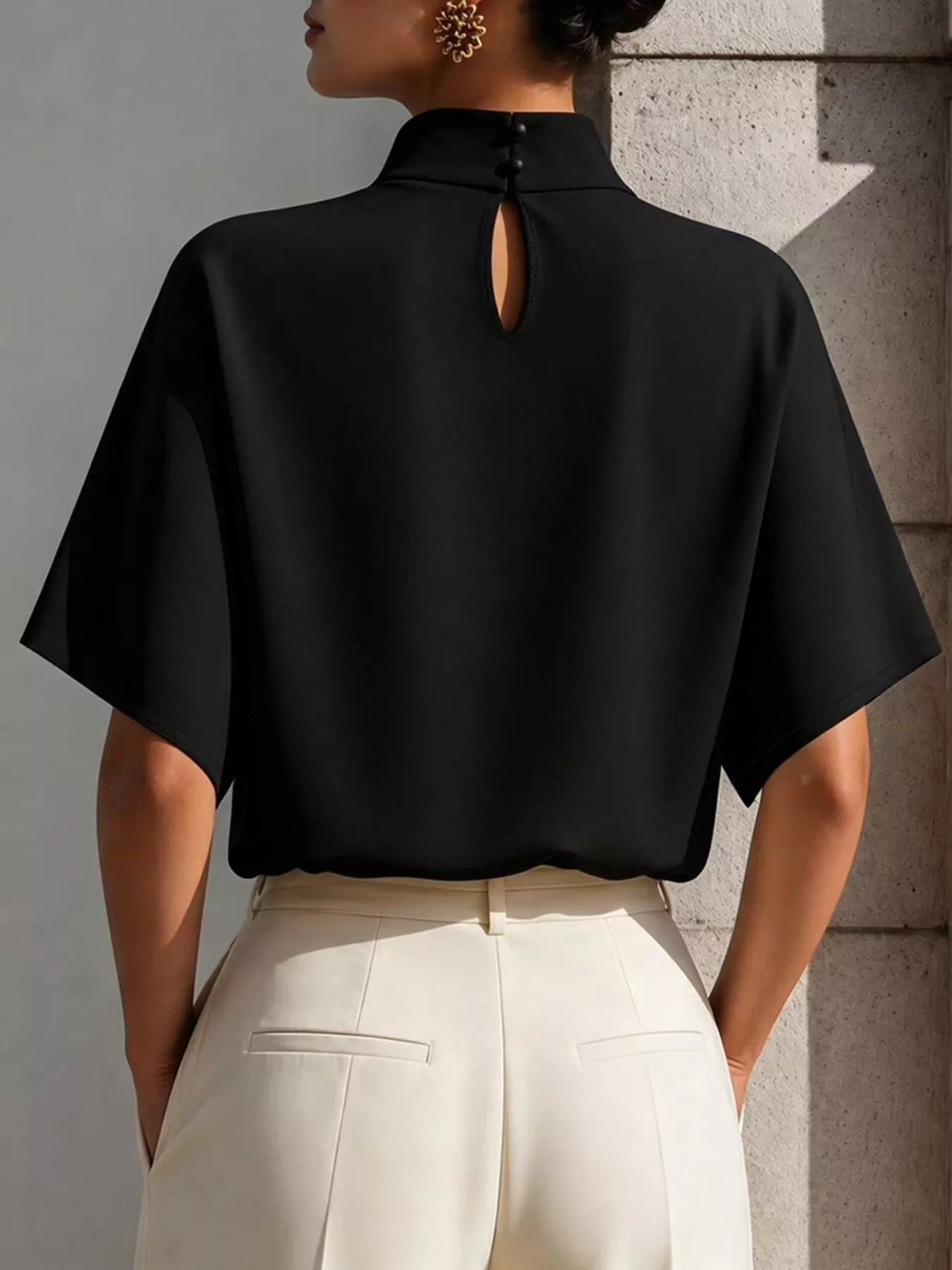 Mock Neck Short Sleeve T-Shirt
