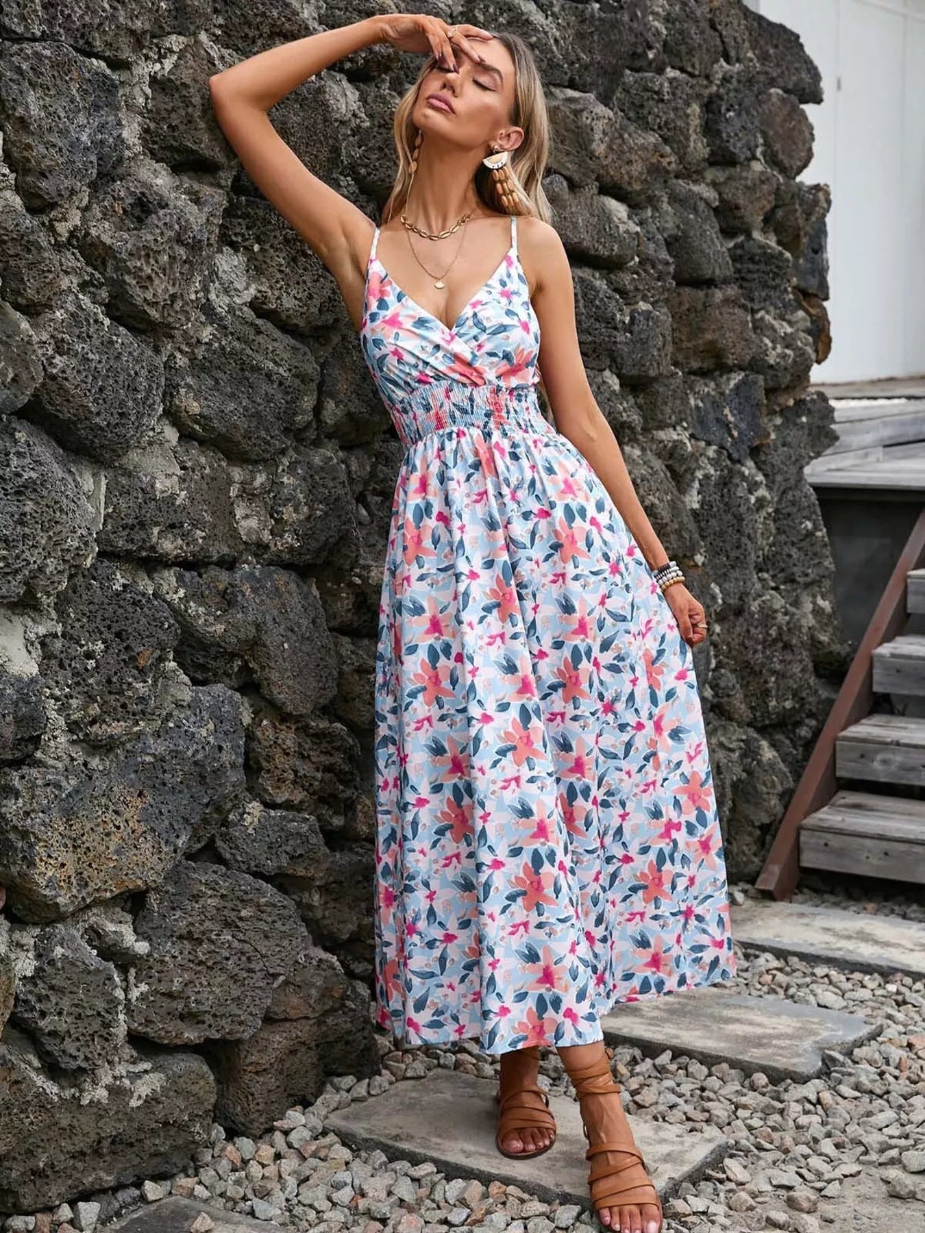Paisley Print Spaghetti Strap Midi Dress