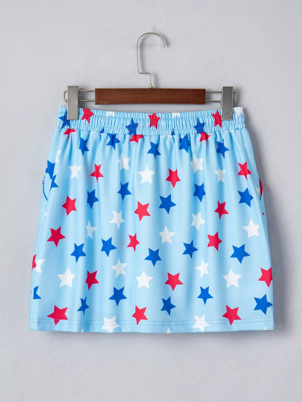 Patriotic Star Printed Beaded Drawstring Mini Skort