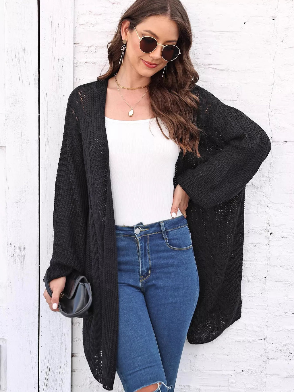 Open Front Long Sleeve Cardigan