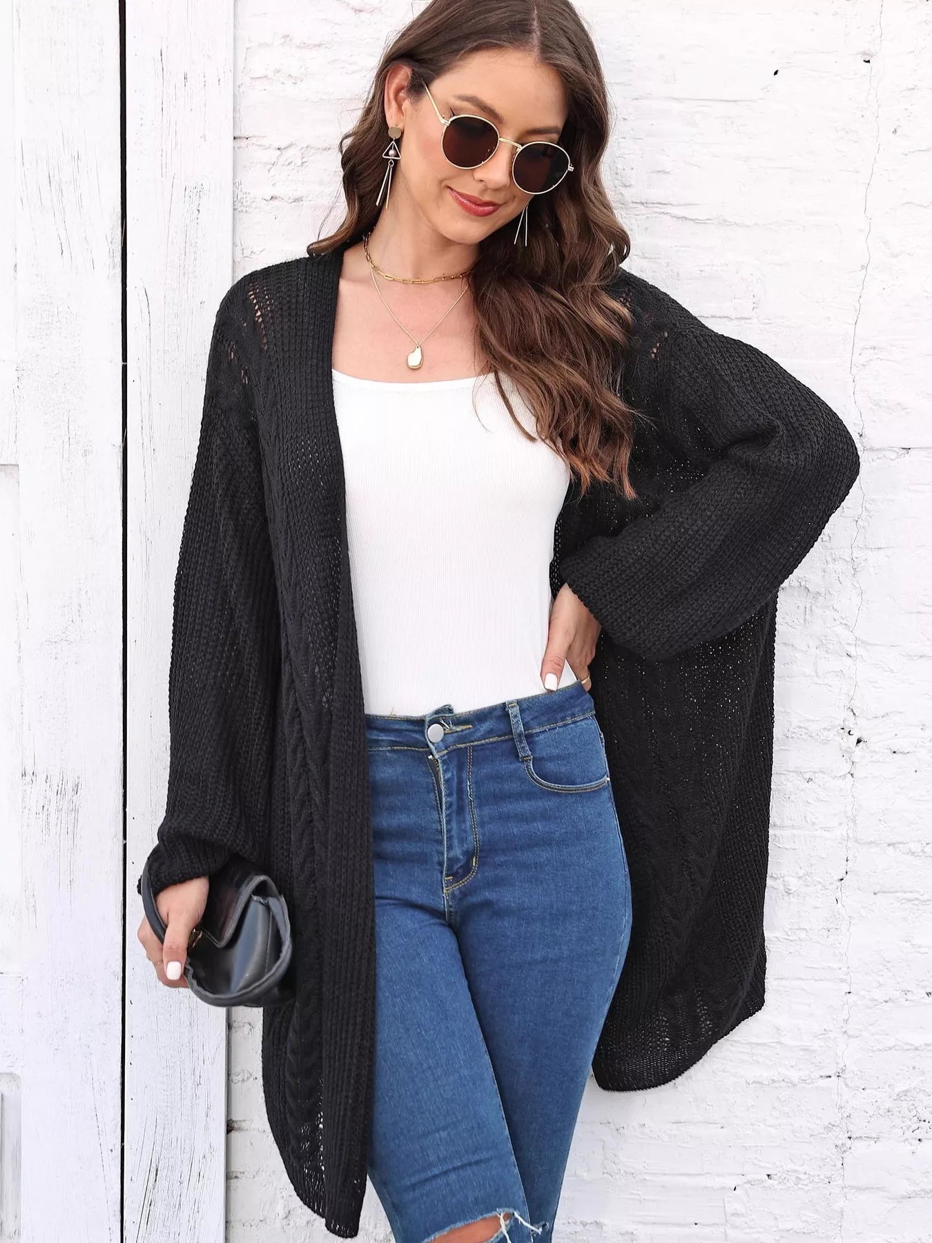 Open Front Long Sleeve Cardigan