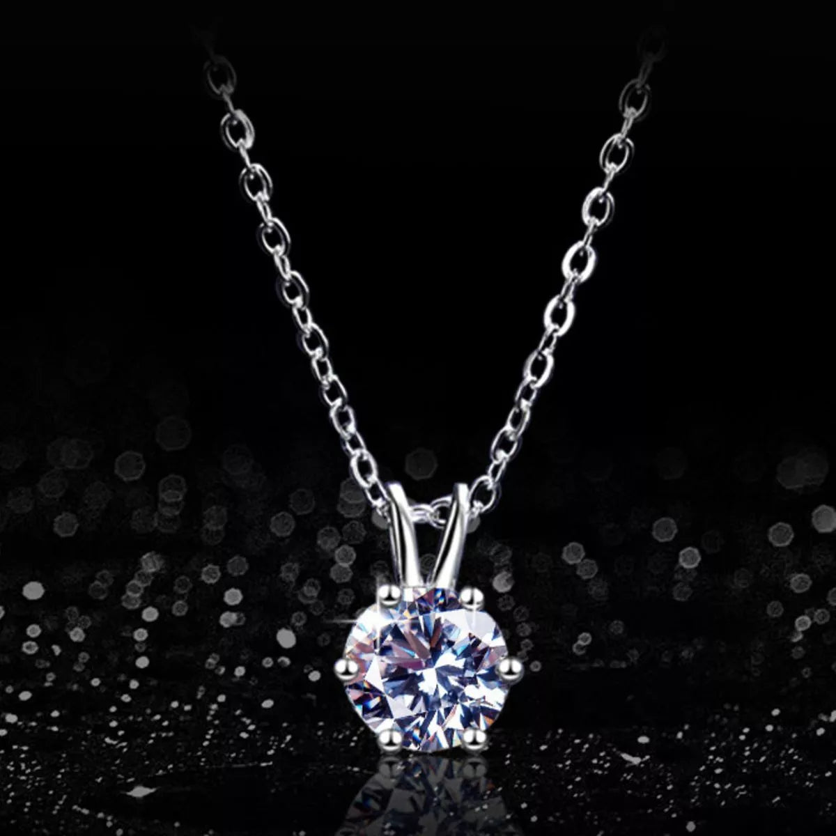 2 Carat Moissanite 925 Sterling Silver Pendant Necklace