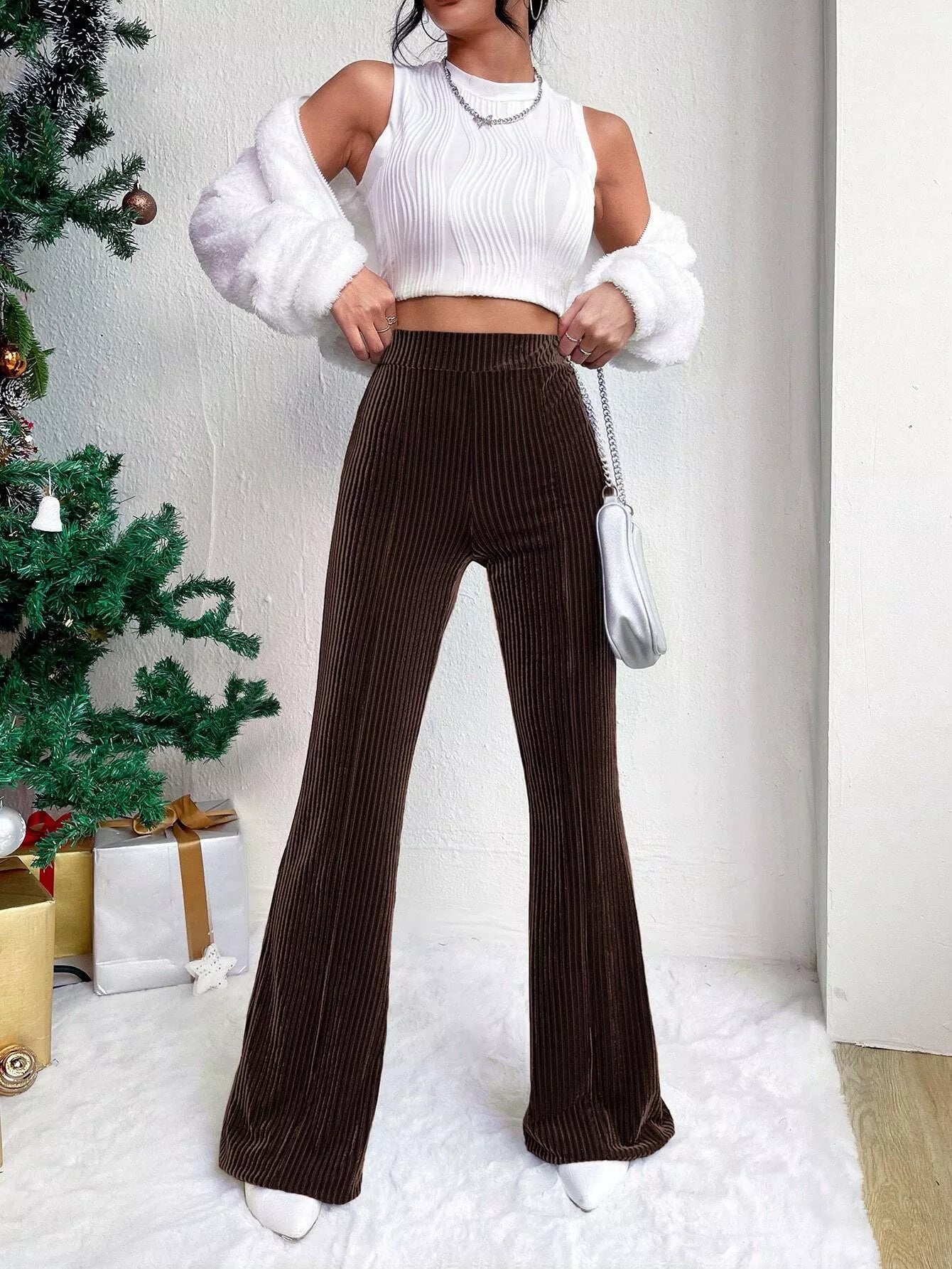 Corduroy High Waist Flare Pants