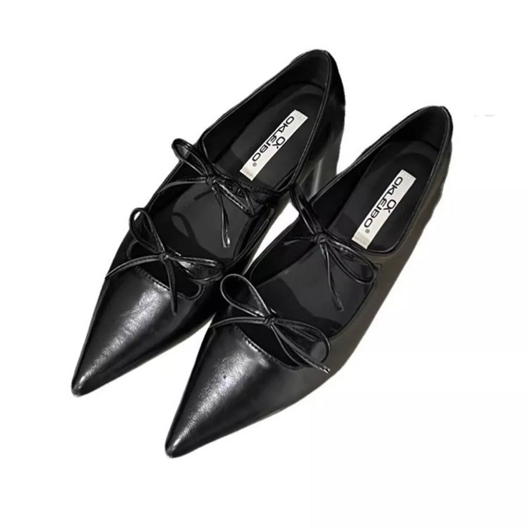Bow Point Toe Block Heels Pumps