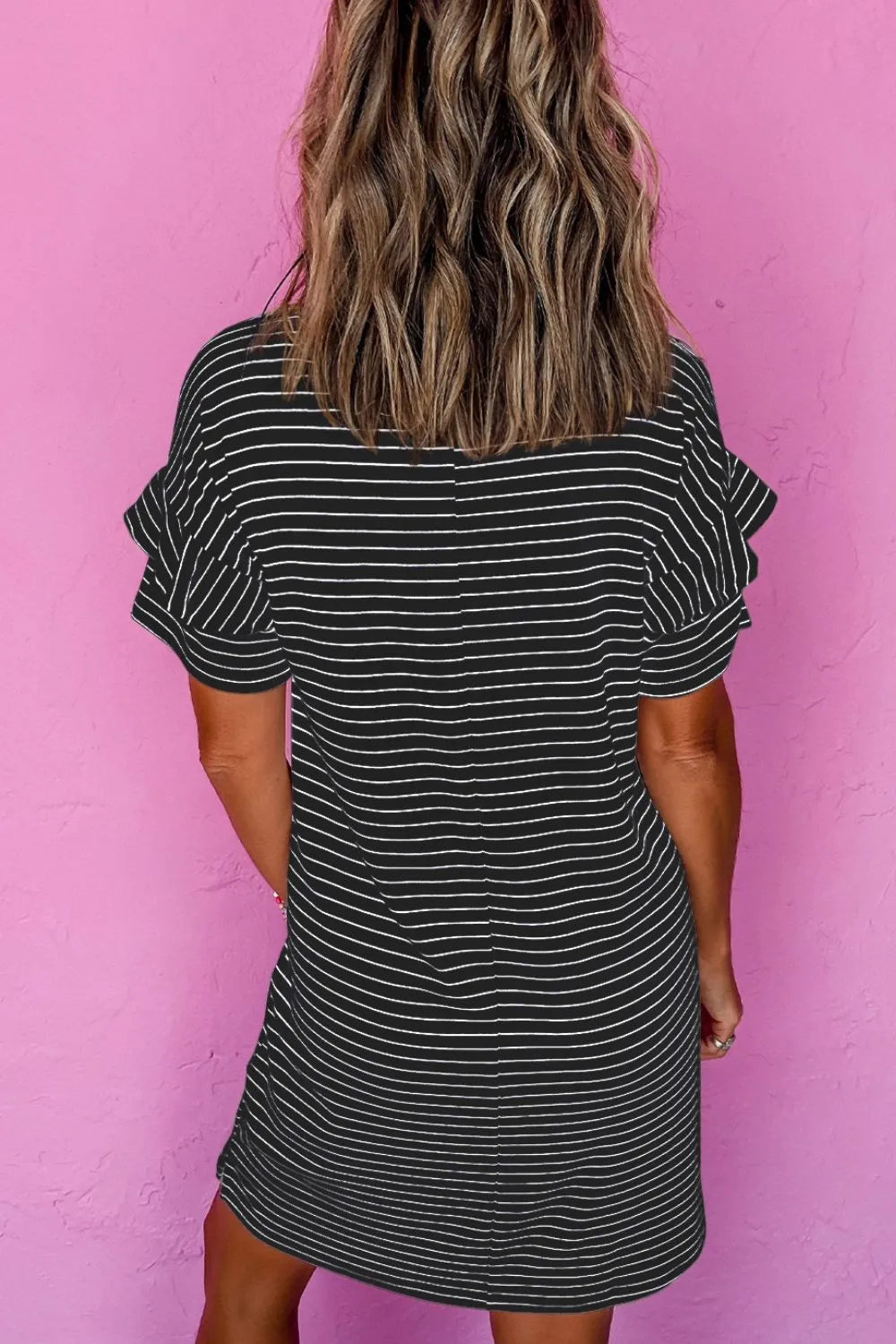 Casual Striped T-Shirt Dress with Pockets
