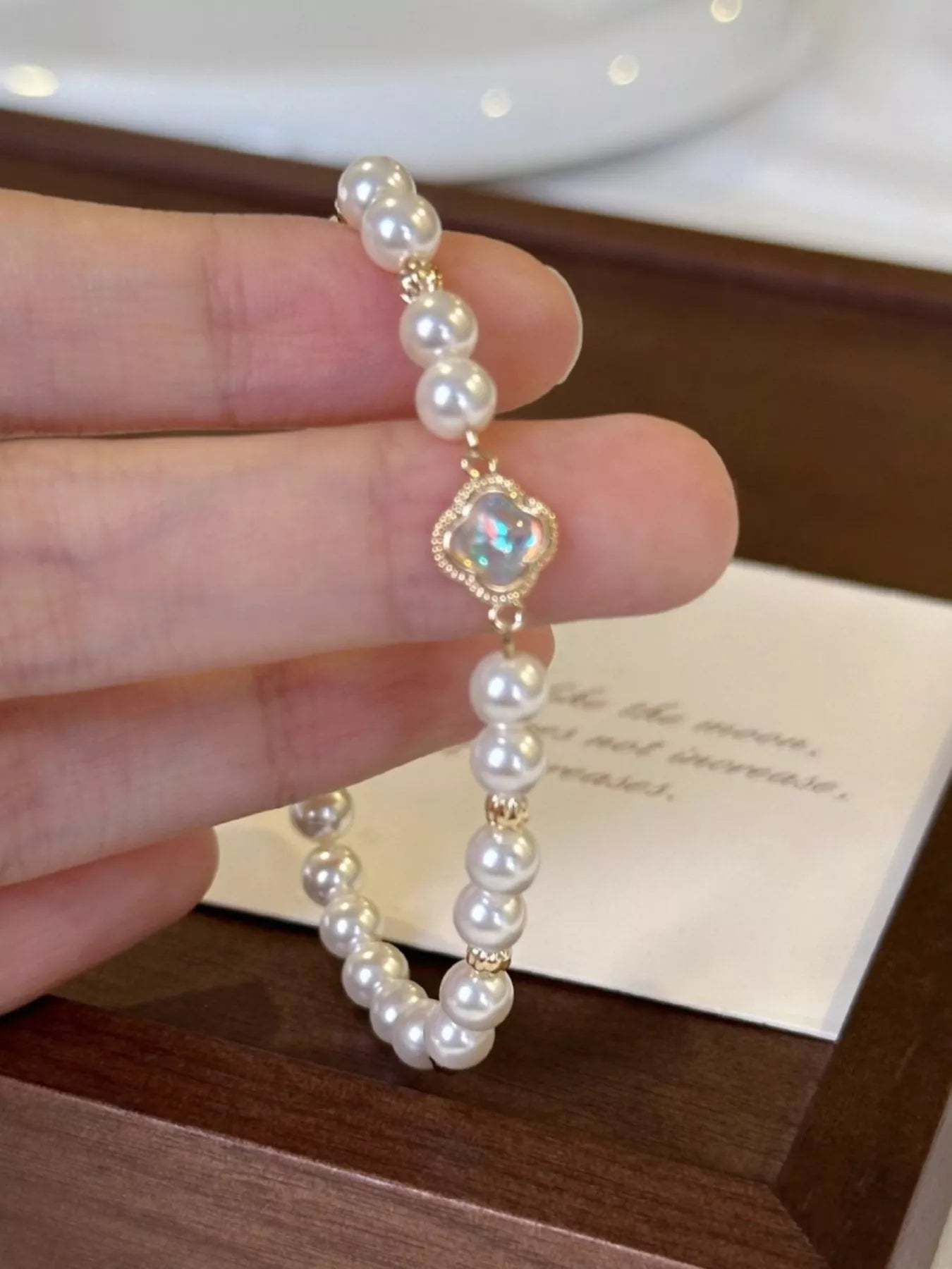 Pearl Clover Charm Bracelet