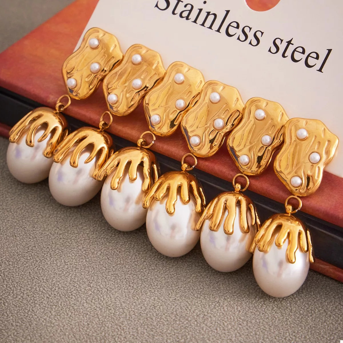 18K Gold-Plated Synthetic Pearl Drop Earrings