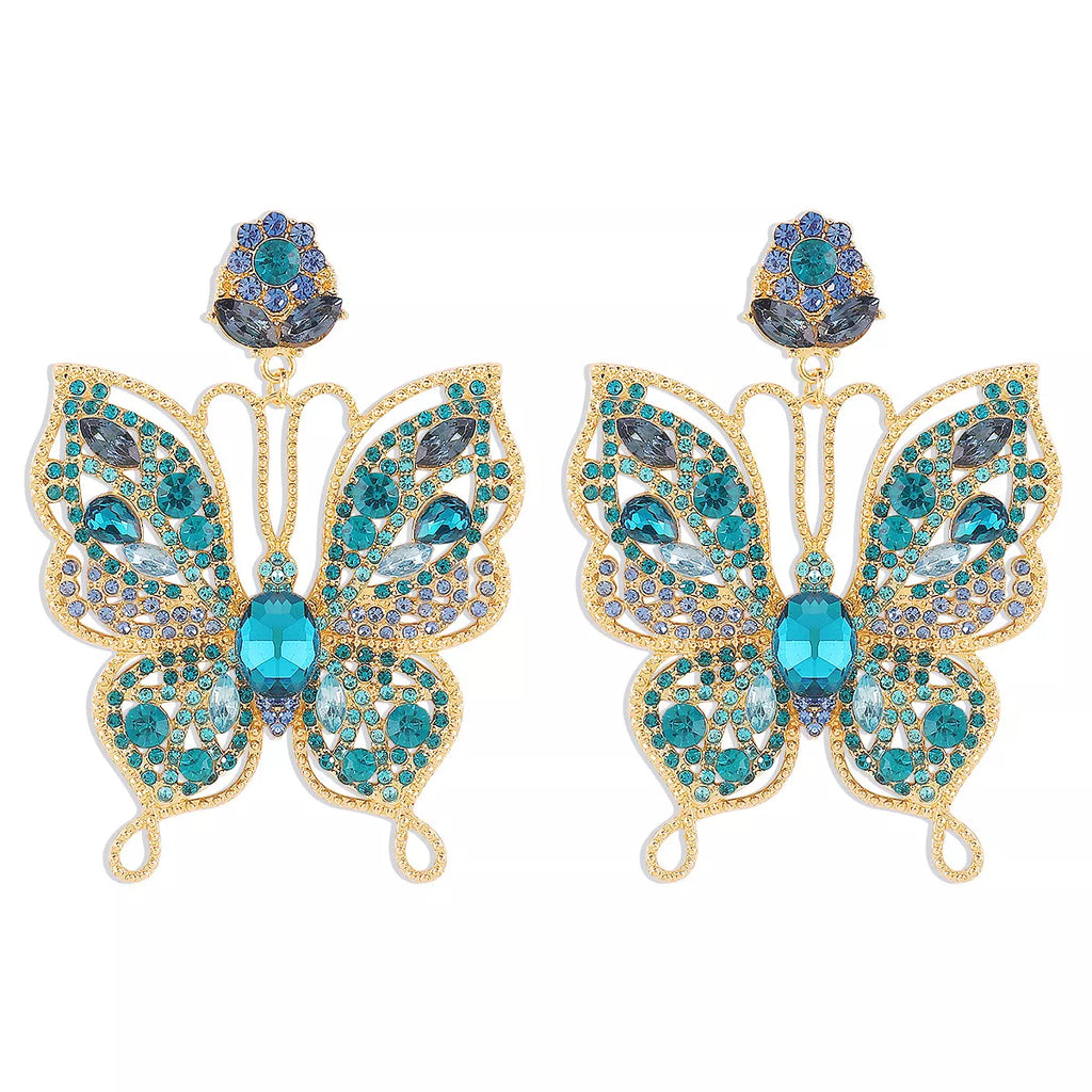 Butterfly Rhinestone Dangle Earrings