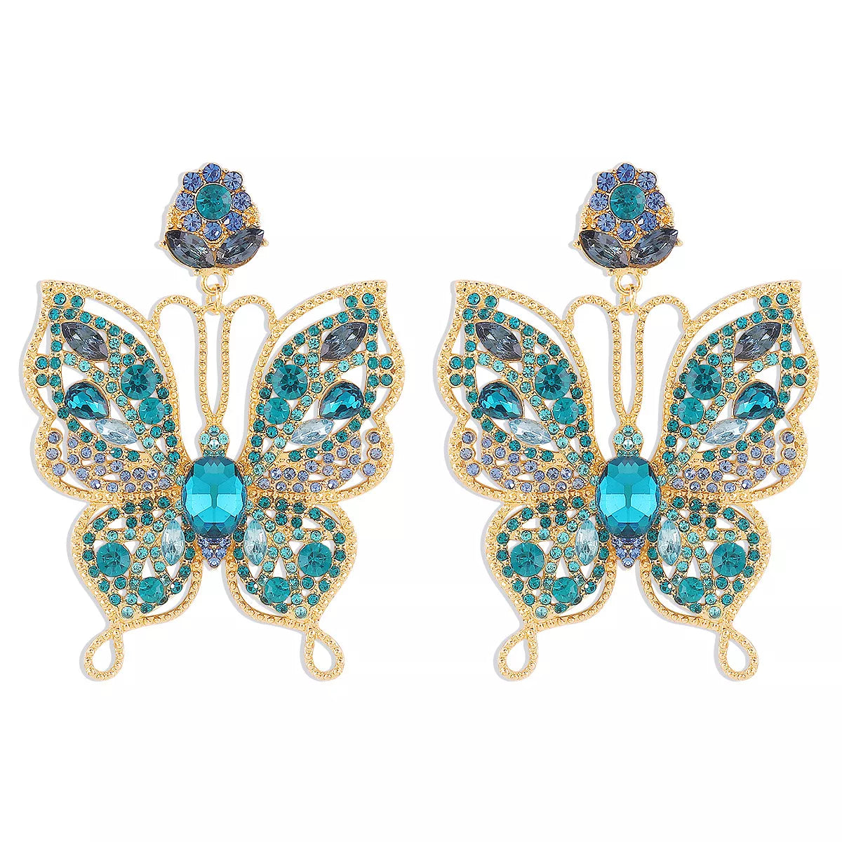Butterfly Rhinestone Dangle Earrings