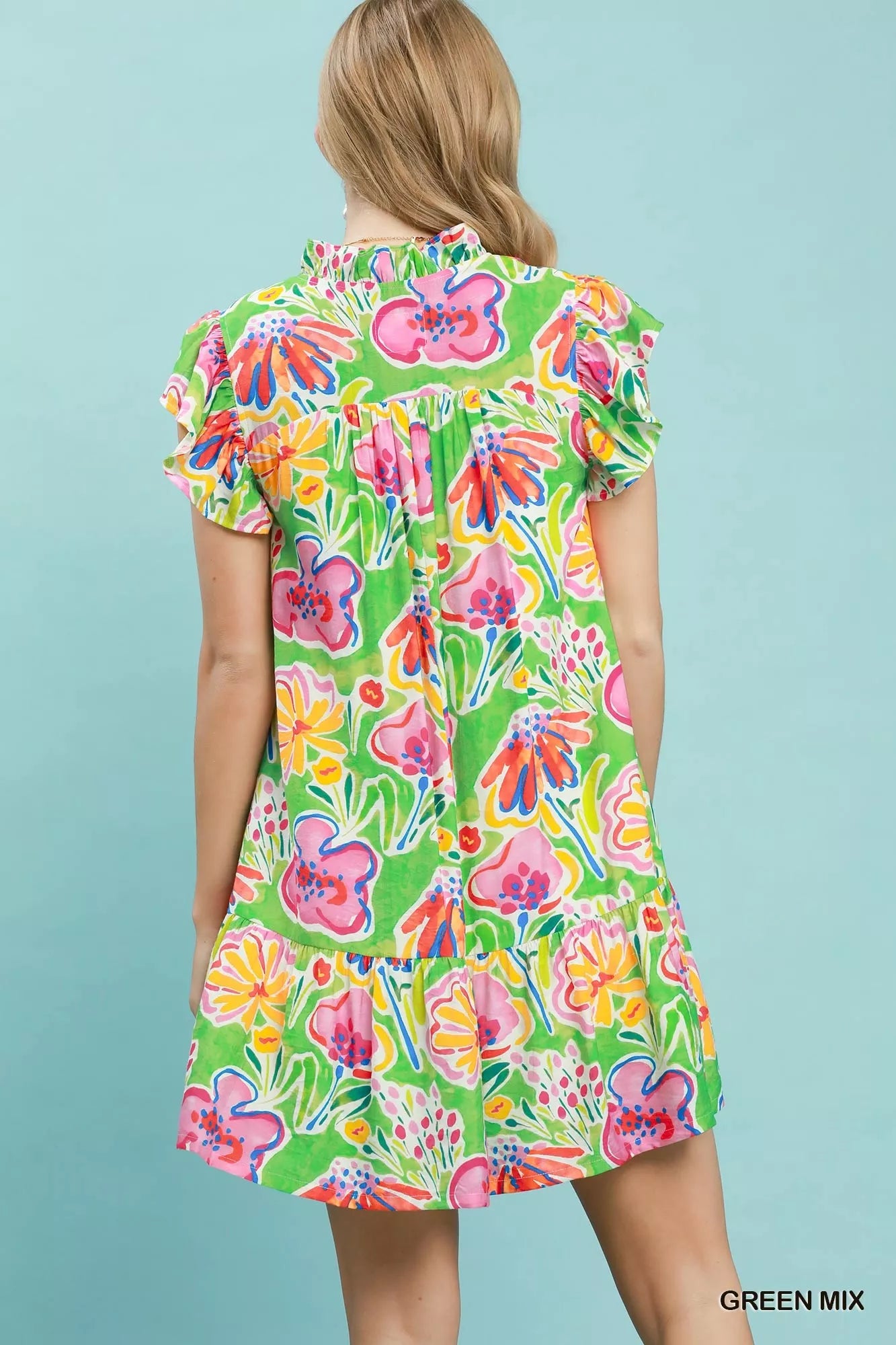 Umgee Floral Ruffle Mini Dress