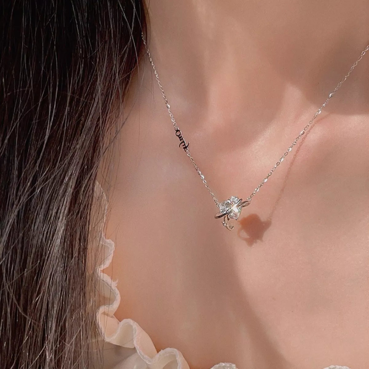 925 Sterling Silver Zircon Heart Necklace