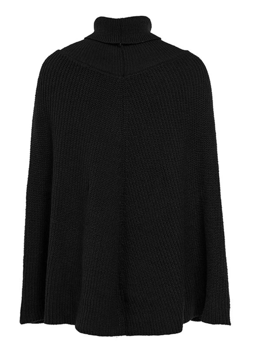 Turtleneck Knitted Cape Sweater