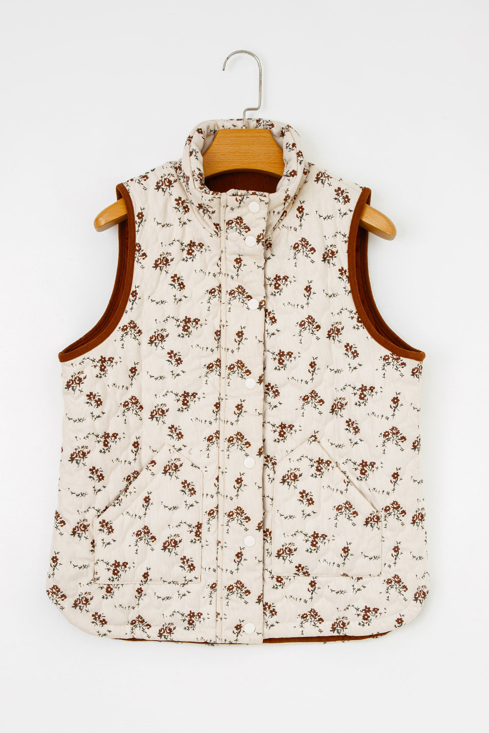 Floral Zip-Up Quilted Vest