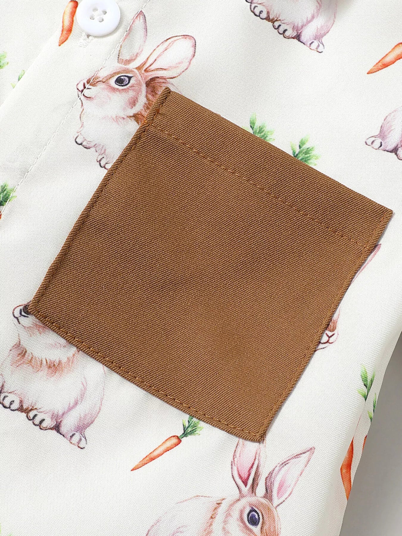Children's Bunny & Carrot Print Short Sleeve Shirt & Shorts Set
