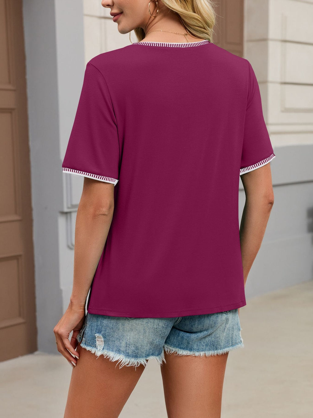 Contrast Trim Short Sleeve T-Shirt – Bright Tones