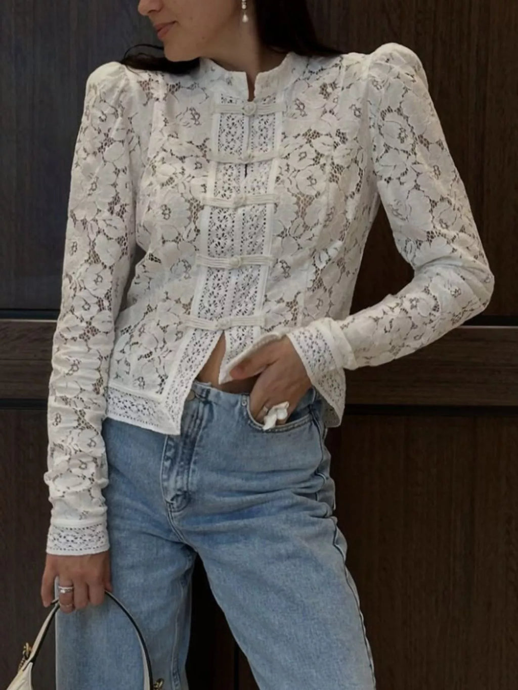 Lace Button-Up Shirt