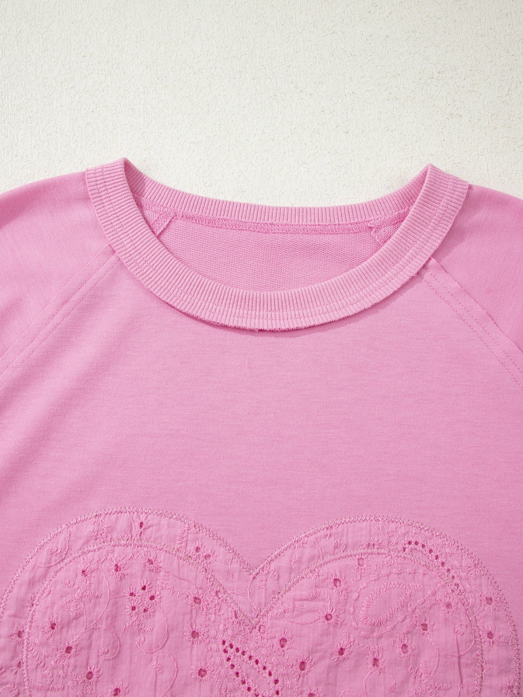 Heart Pattern Long Sleeve Patchwork Top