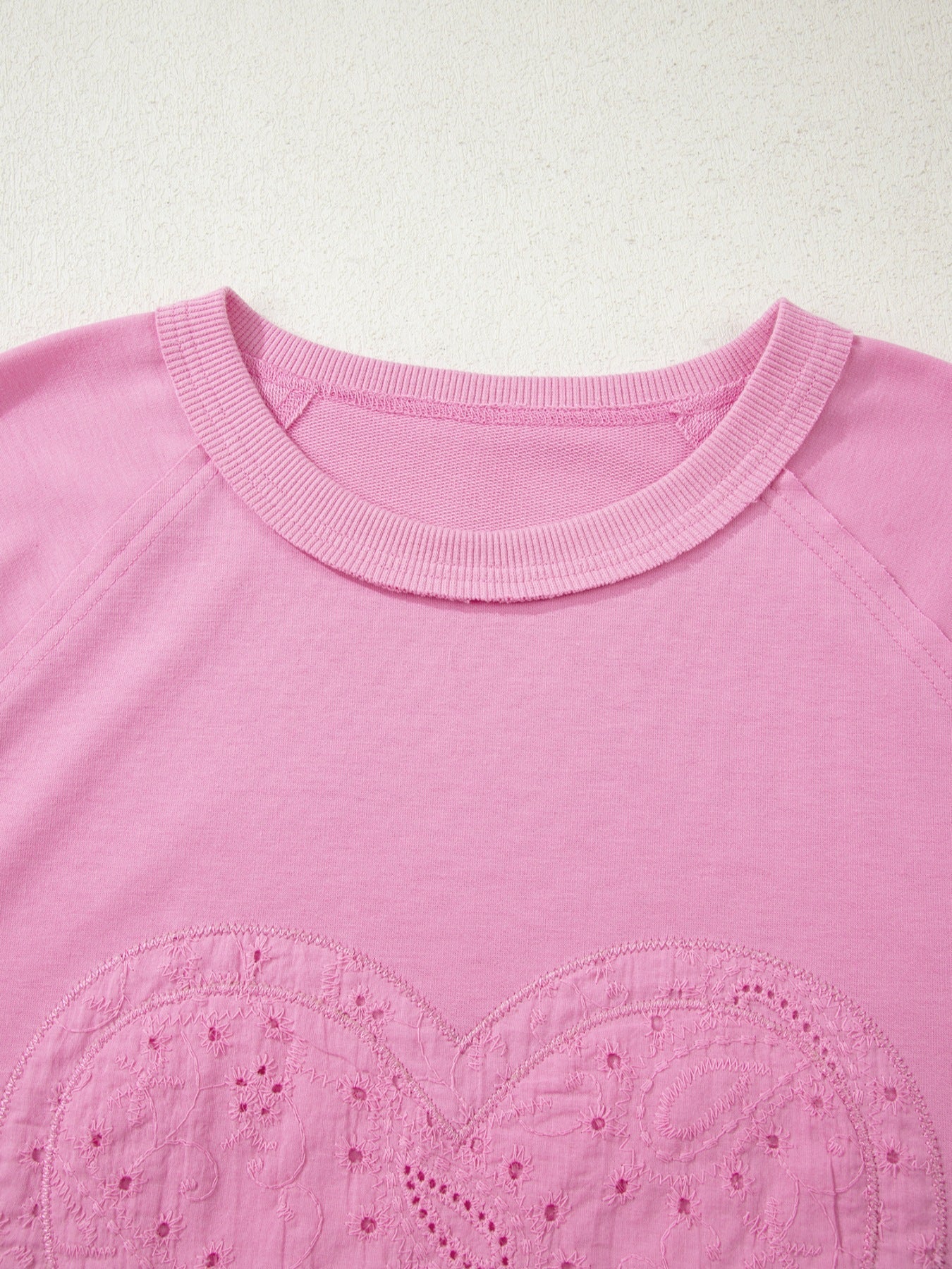 Heart Pattern Long Sleeve Patchwork Top