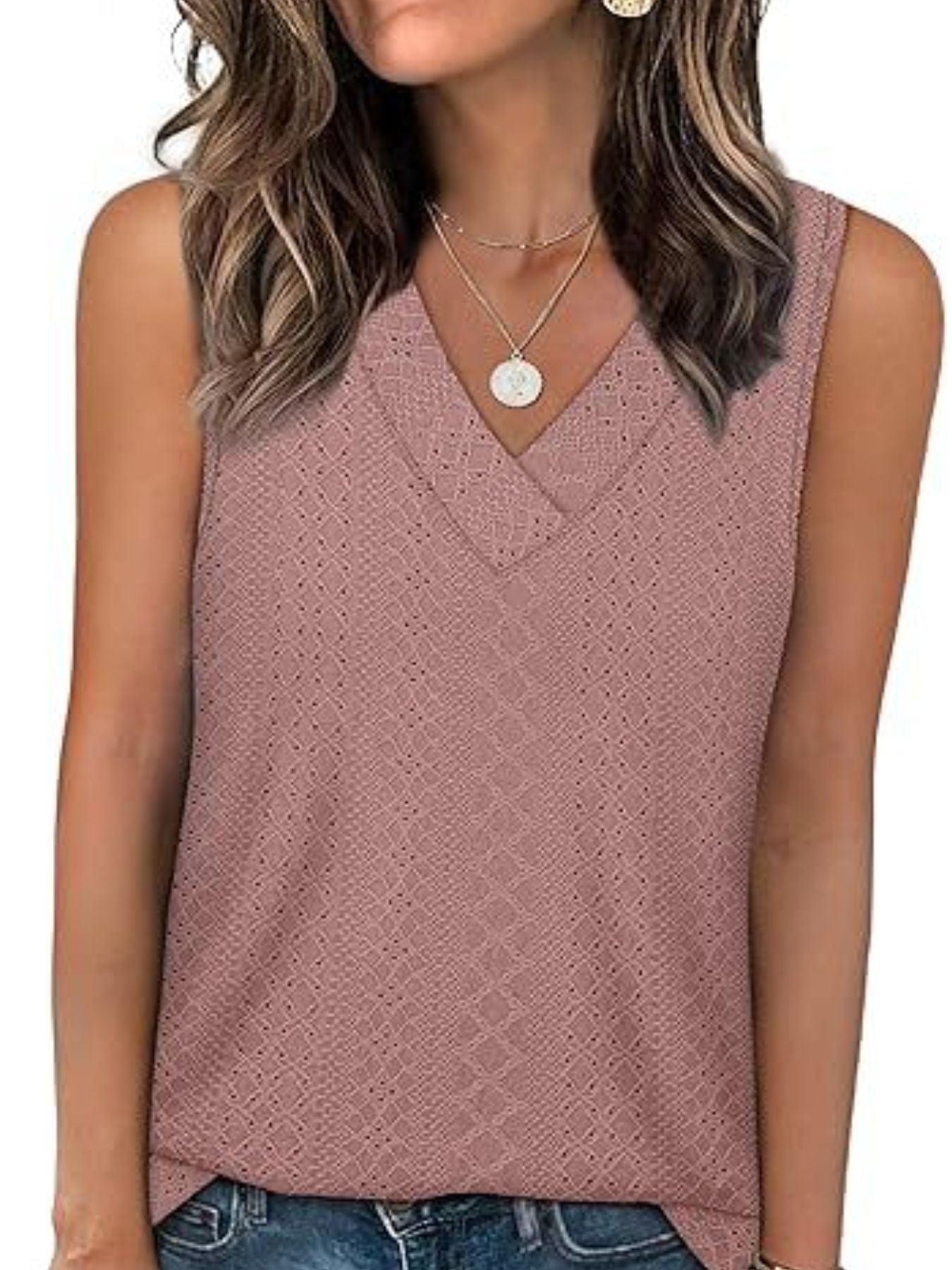 Eyelet V-Neck Tank