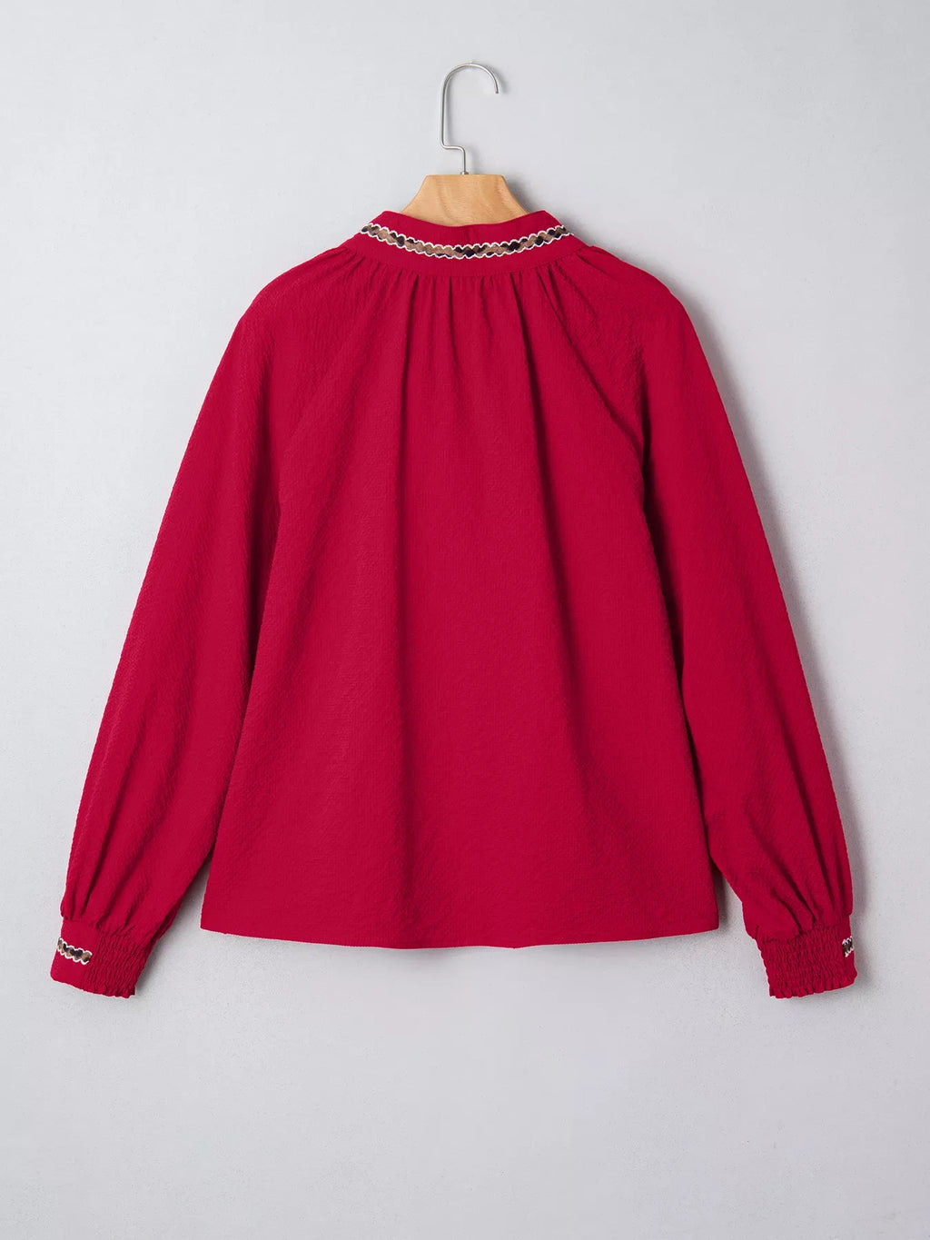 Leopard Notched Long Sleeve Blouse